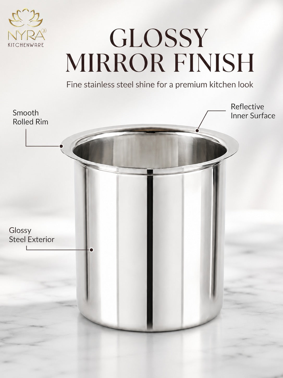 Stainless Steel Deep Water Gunj/Milk Pot/Tope/Bhagona - 10 sizes