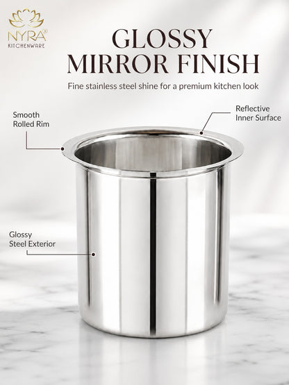 Stainless Steel Deep Water Gunj/Milk Pot/Tope/Bhagona - 10 sizes