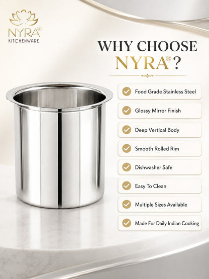 Stainless Steel Deep Water Gunj/Milk Pot/Tope/Bhagona - 10 sizes