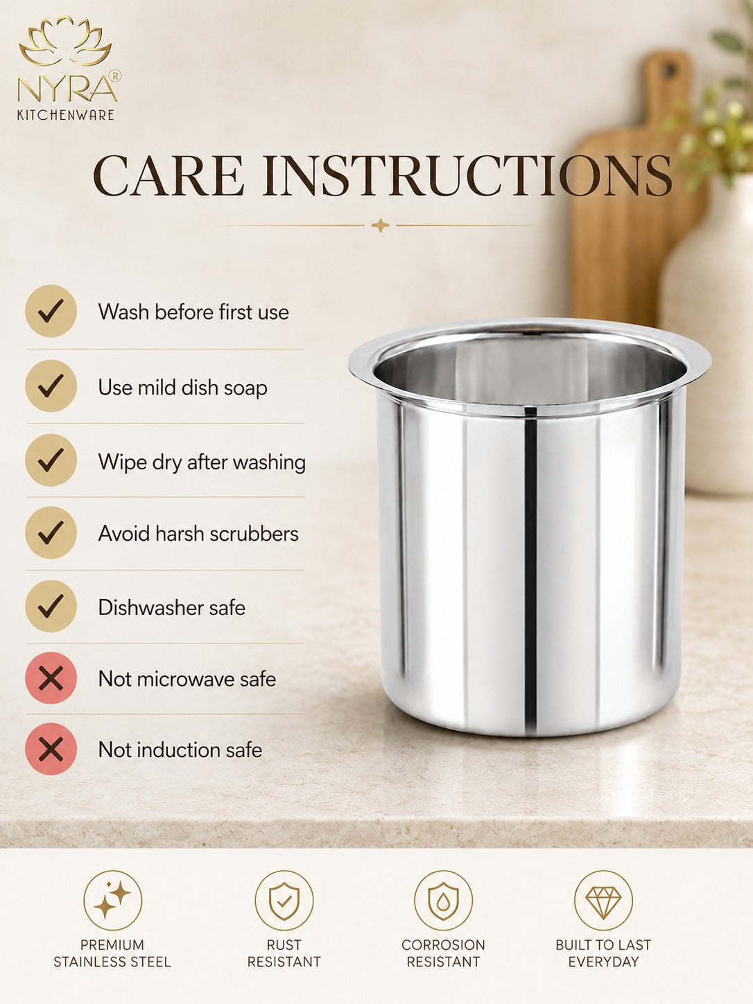Stainless Steel Deep Water Gunj/Milk Pot/Tope/Bhagona - 10 sizes