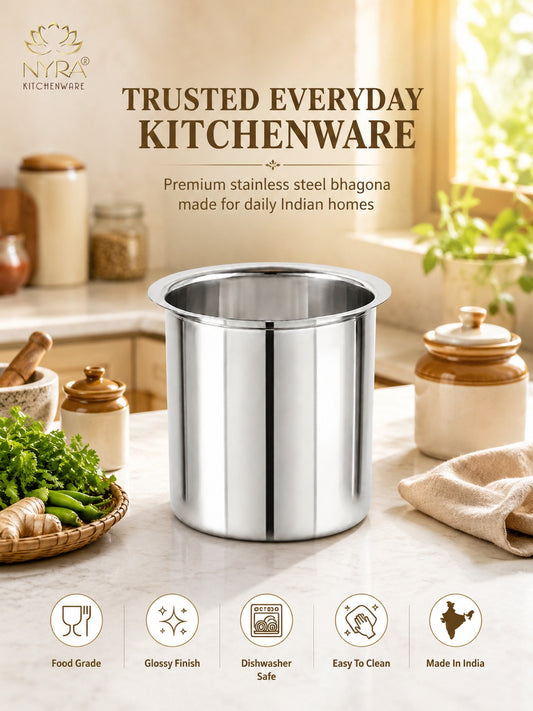 Stainless Steel Deep Water Gunj/Milk Pot/Tope/Bhagona - 10 sizes