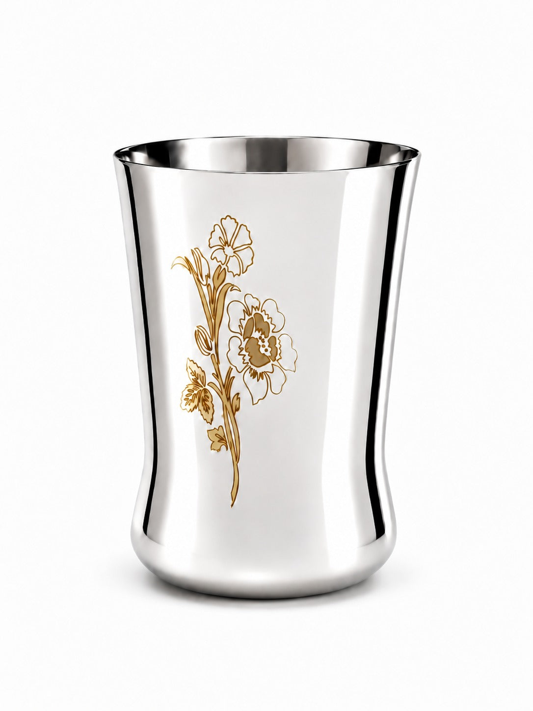 Stainless Steel Floral Laser-Printed Glass/Tumbler – Premium Drinkware Set