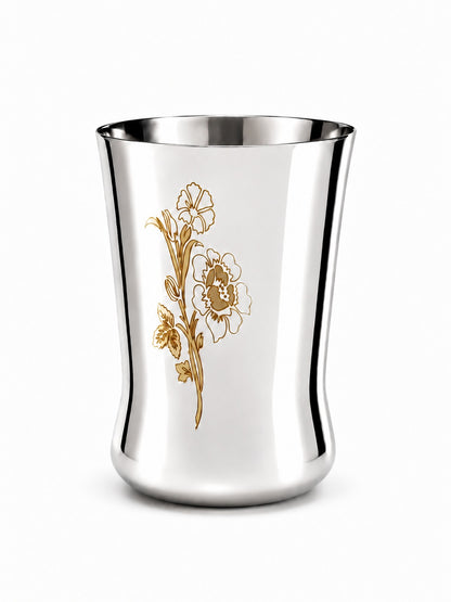 Stainless Steel Floral Laser-Printed Glass/Tumbler – Premium Drinkware Set