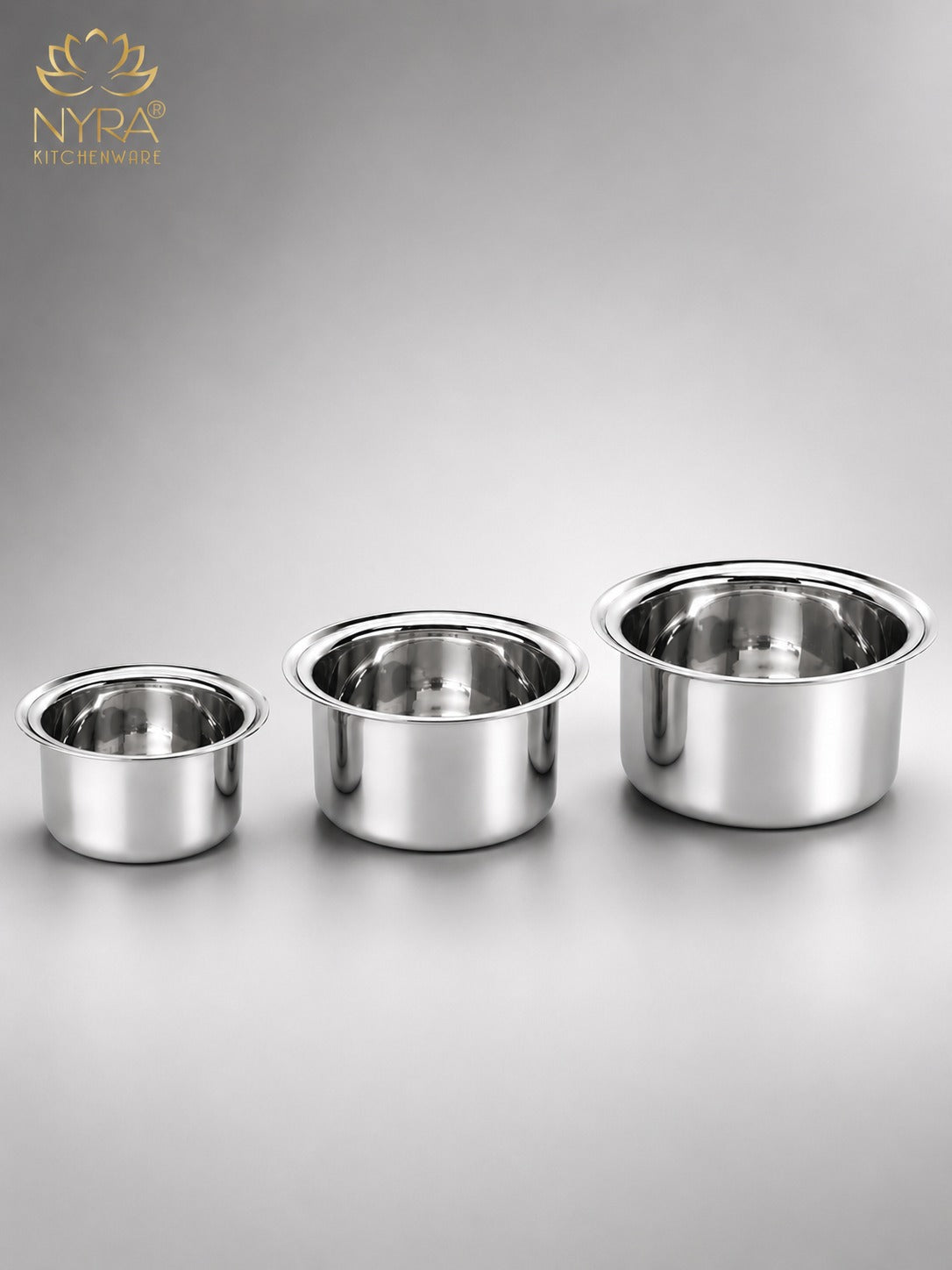 Premium Stainless Steel Tope Set (3-Piece) for All Cooktops - Heavy Duty & Flat Bottom
