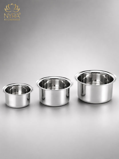 Premium Stainless Steel Tope Set (3-Piece) for All Cooktops - Heavy Duty & Flat Bottom