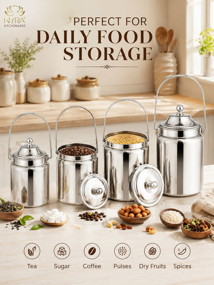 Stainless Steel Barni Milk Pot/Dolchi with Lid - Durable Storage Container