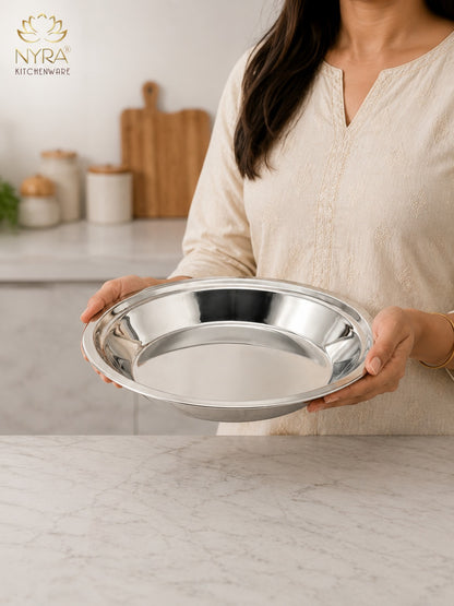 Stainless Steel Solid Parat for Dough/Flour Kneading - Heavy Gauge Atta Parat