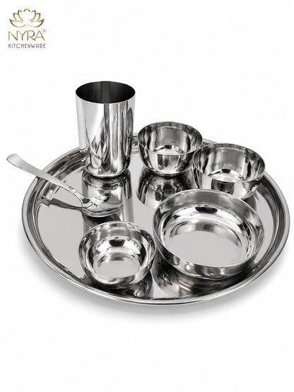 Stainless Steel Premium Thali/Dinner Set of 7-Pieces | Elegant Dinnerware