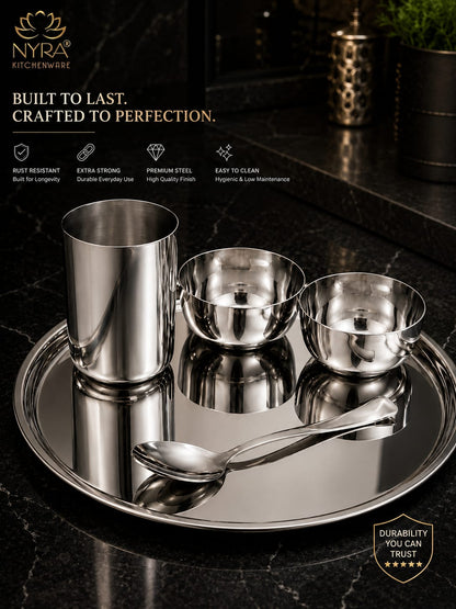 Stainless Steel Premium Thali/Dinner Set of 5pcs. |  Everyday use - Dinnerware set