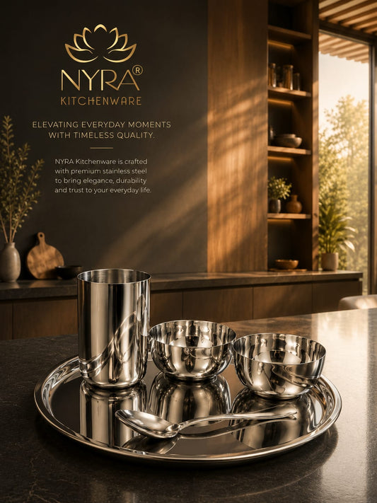 Stainless Steel Premium Thali/Dinner Set of 5pcs. |  Everyday use - Dinnerware set