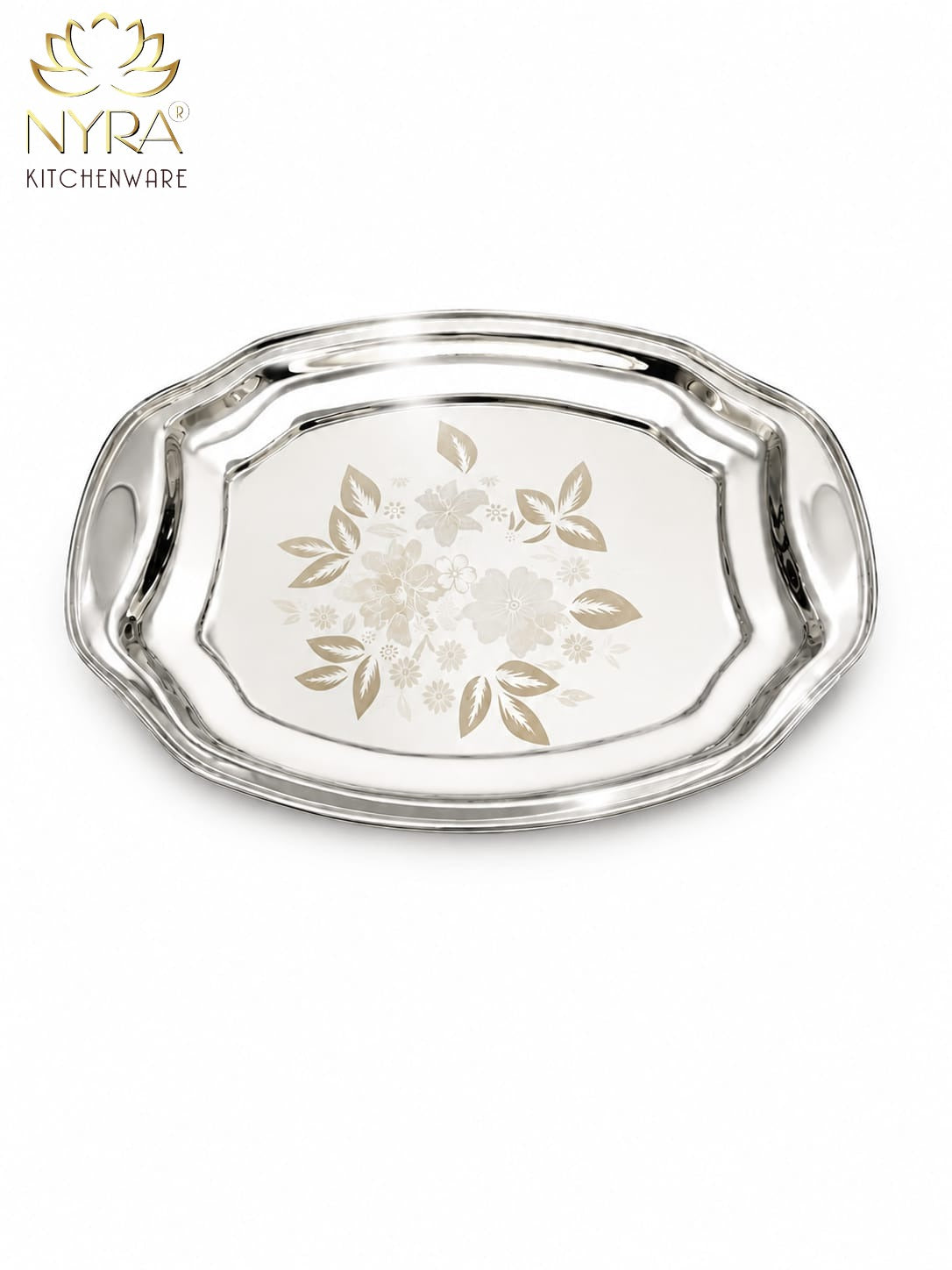 Designer Stainless Steel Serving Tray - Glossy Finish & Laser Print