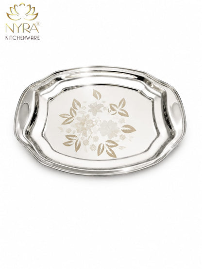 Designer Stainless Steel Serving Tray - Glossy Finish & Laser Print