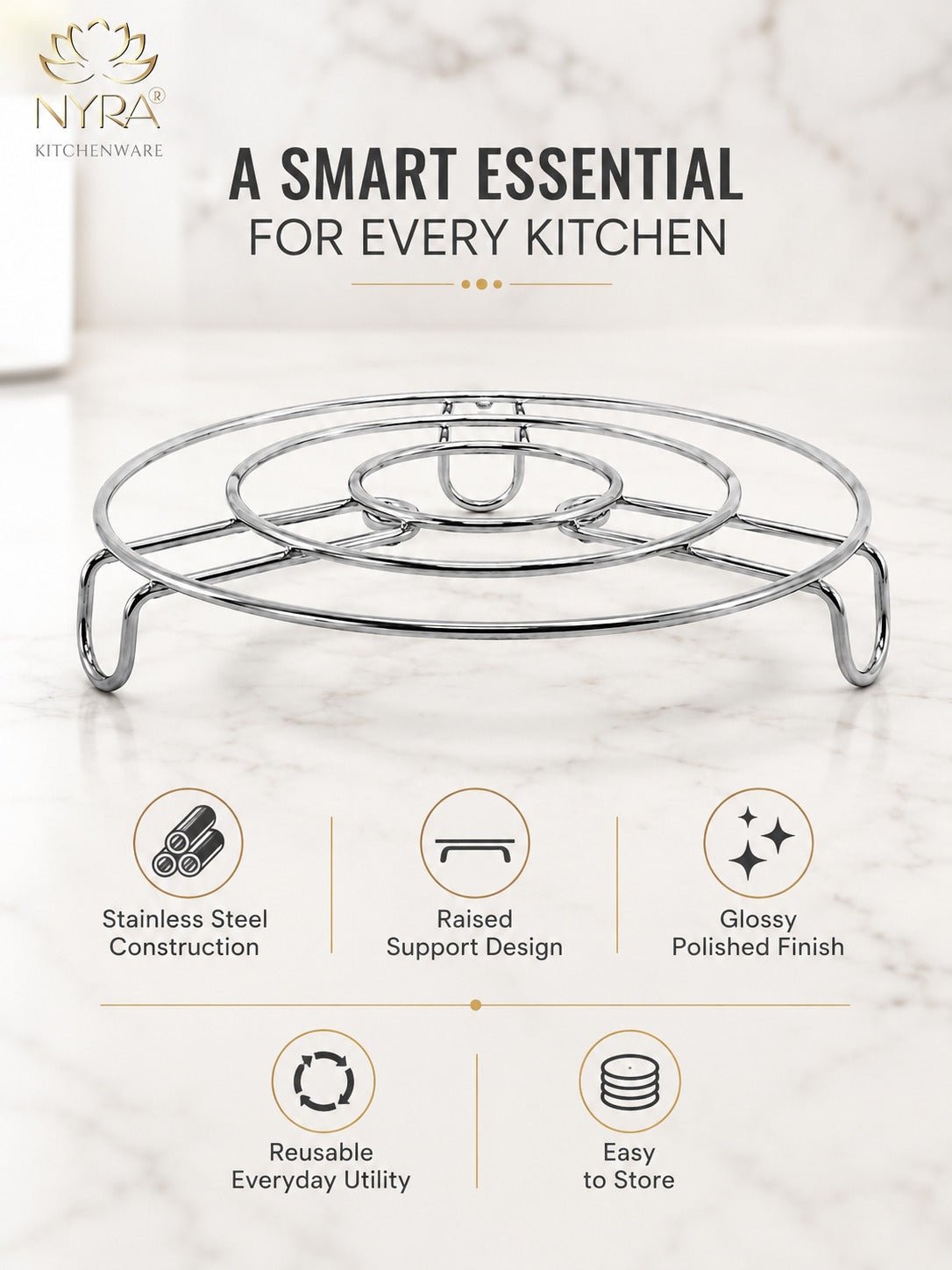 Stainless Steel Table Ring/Trivets - Versatile Vessel Holder & Cooker Steamer Stand
