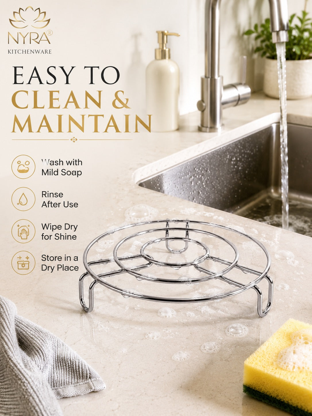 Stainless Steel Table Ring/Trivets - Versatile Vessel Holder & Cooker Steamer Stand
