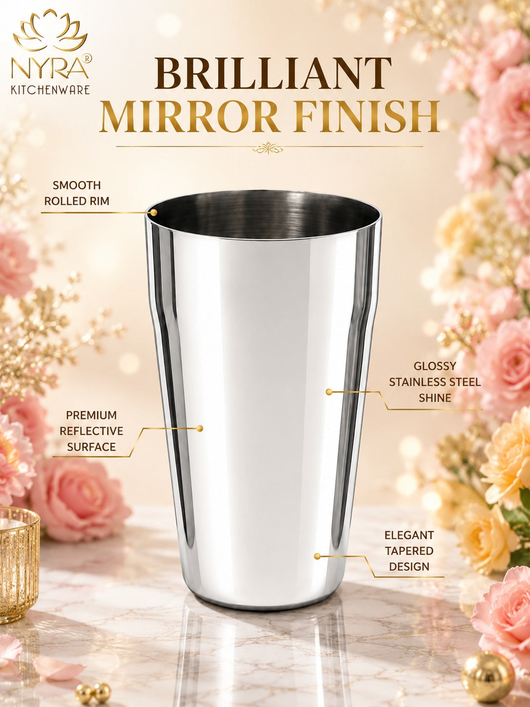 Stainless Steel Premium Lassi Glass - 650ml Multipurpose Drinkware Set