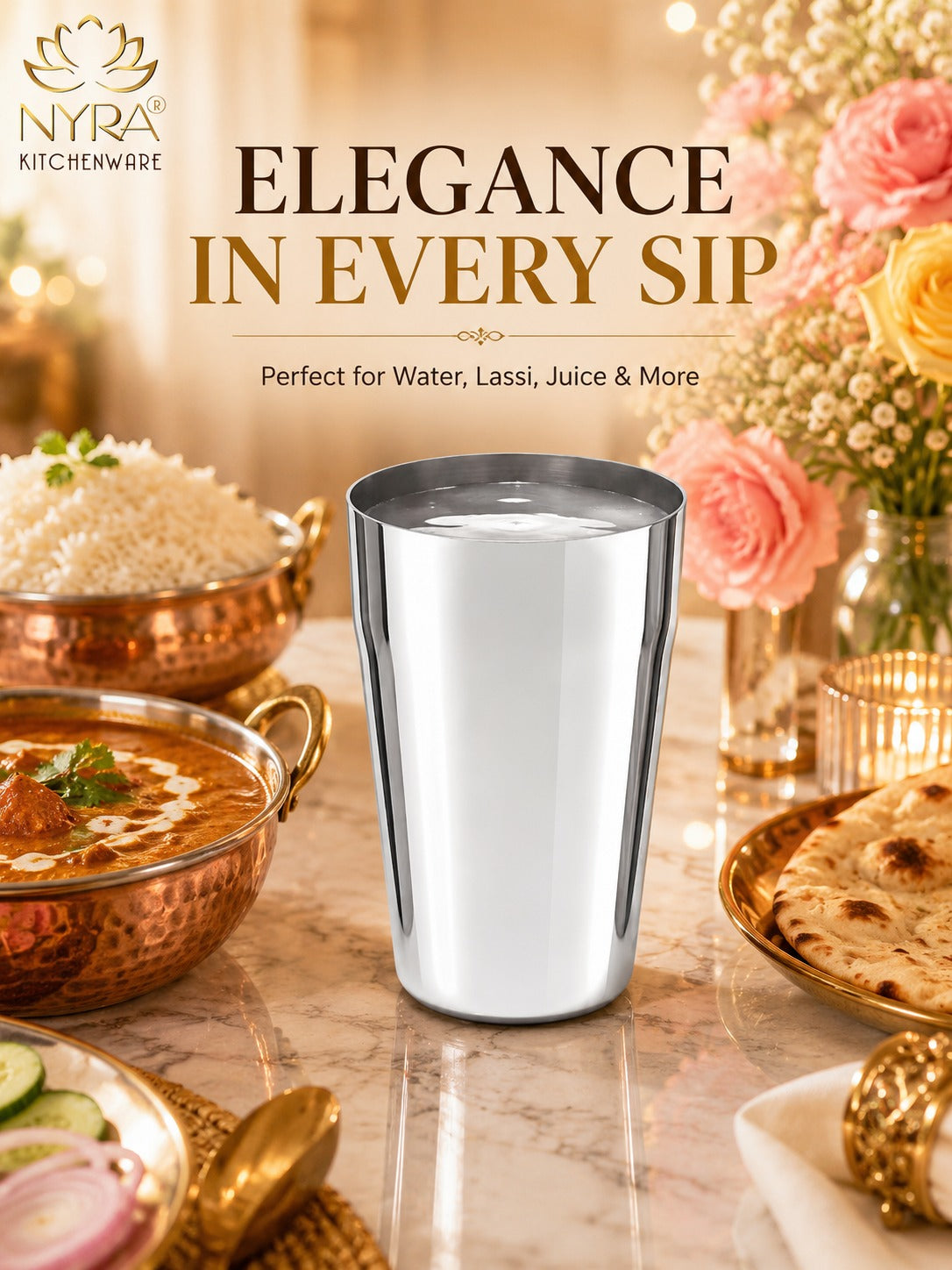Stainless Steel Premium Lassi Glass - 650ml Multipurpose Drinkware Set