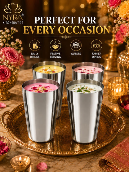 Stainless Steel Premium Lassi Glass - 650ml Multipurpose Drinkware Set