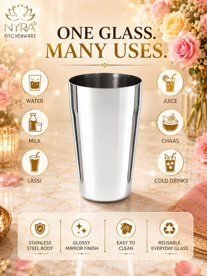Stainless Steel Premium Lassi Glass - 650ml Multipurpose Drinkware Set
