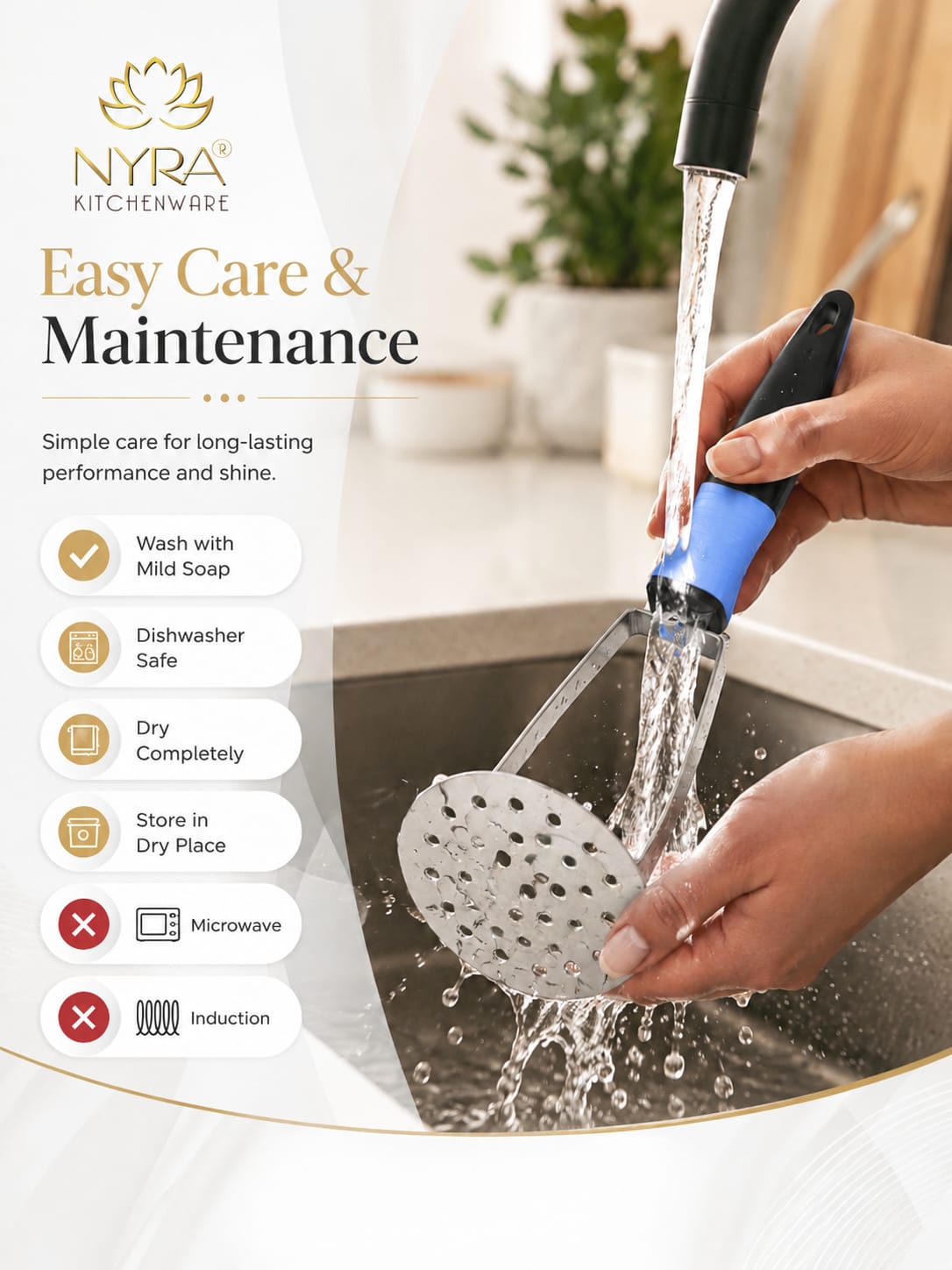 Stainless Steel Masher – Effortless Mashing for Every Meal