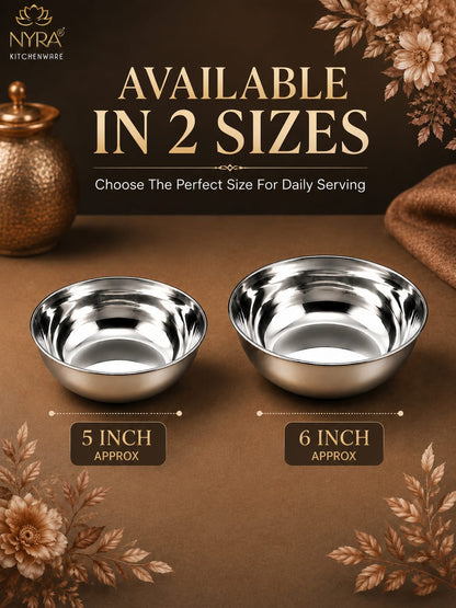 Stainless Steel Bowl Set | Versatile Katori for Desserts, Soups, and Serving