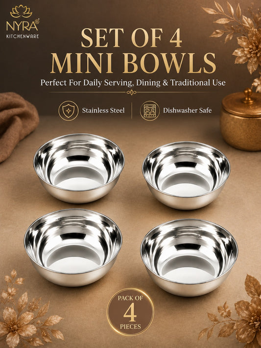 Stainless Steel Mini Katori/Bowl - Set of 4pcs.