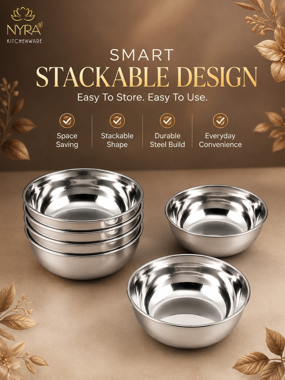 Stainless Steel Bowl Set | Versatile Katori for Desserts, Soups, and Serving