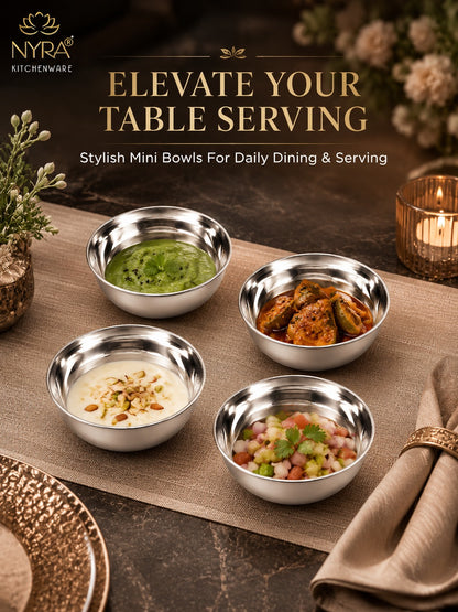 Stainless Steel Bowl Set | Versatile Katori for Desserts, Soups, and Serving