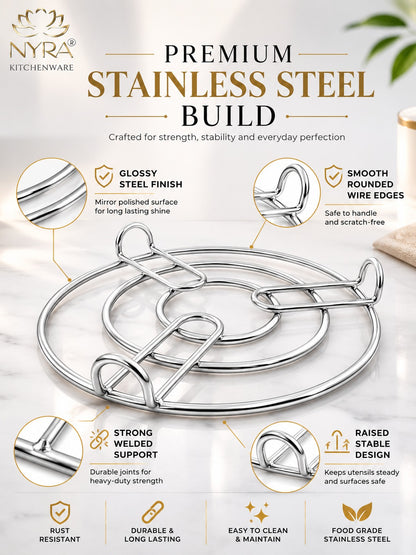 Stainless Steel Table Ring/Trivets - Versatile Vessel Holder & Cooker Steamer Stand