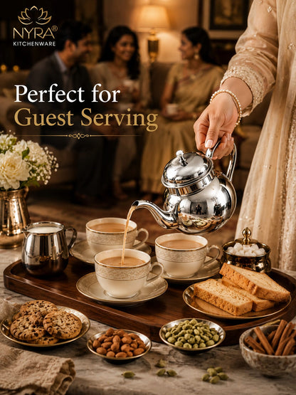 Stainless Steel Tea Pot/Tea or Coffee Kettle with Mirror Finish – Durable and Elegant Silver Tea Pot for Modern Kitchens