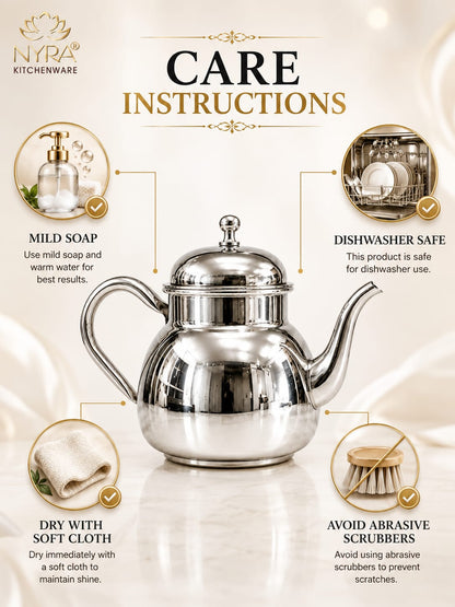 Stainless Steel Tea Pot/Tea or Coffee Kettle with Mirror Finish – Durable and Elegant Silver Tea Pot for Modern Kitchens
