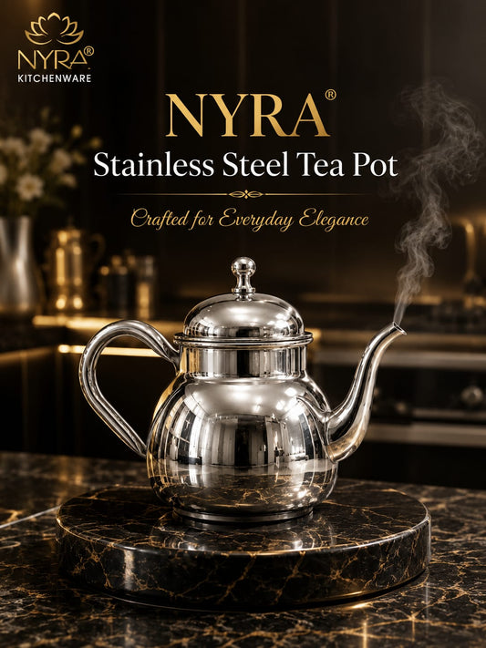 Stainless Steel Tea Pot/Tea Kettle with Mirror Finish – Durable and Elegant Silver Tea Pot for Modern Kitchens