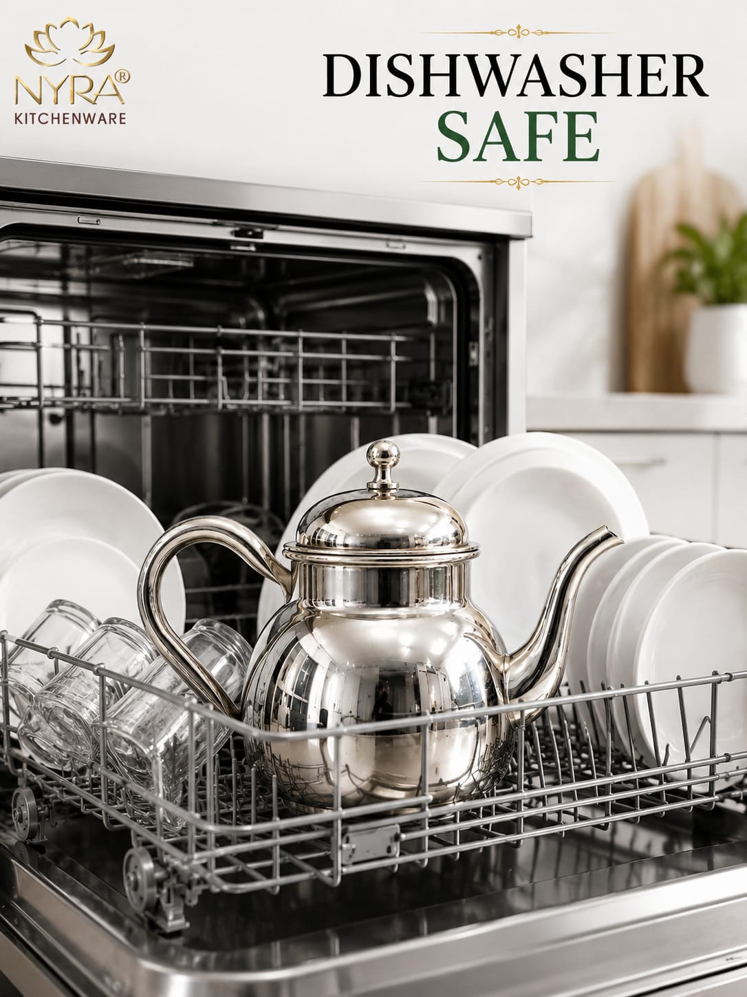 Stainless Steel Tea Pot/Tea or Coffee Kettle with Mirror Finish – Durable and Elegant Silver Tea Pot for Modern Kitchens