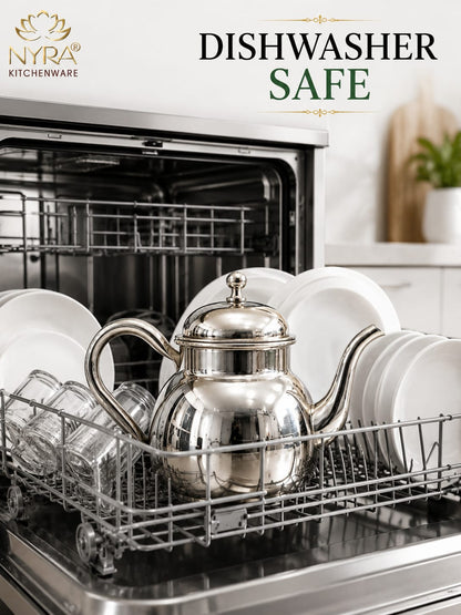 Stainless Steel Tea Pot/Tea or Coffee Kettle with Mirror Finish – Durable and Elegant Silver Tea Pot for Modern Kitchens