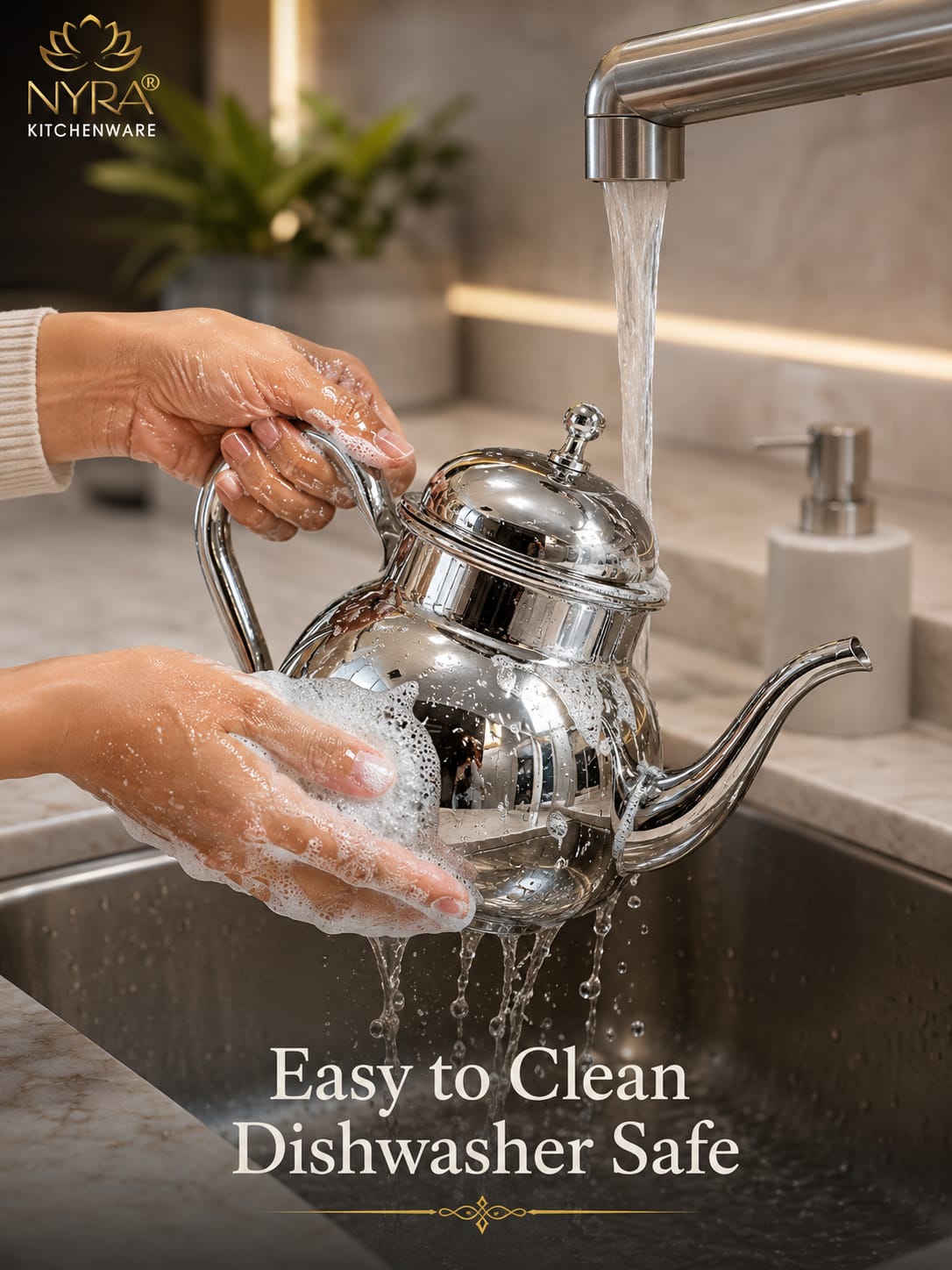 Stainless Steel Tea Pot/Tea or Coffee Kettle with Mirror Finish – Durable and Elegant Silver Tea Pot for Modern Kitchens