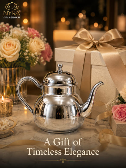 Stainless Steel Tea Pot/Tea or Coffee Kettle with Mirror Finish – Durable and Elegant Silver Tea Pot for Modern Kitchens