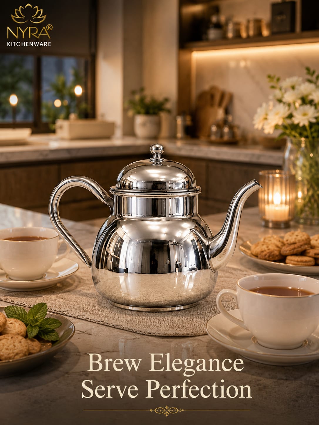 Stainless Steel Tea Pot/Tea or Coffee Kettle with Mirror Finish – Durable and Elegant Silver Tea Pot for Modern Kitchens