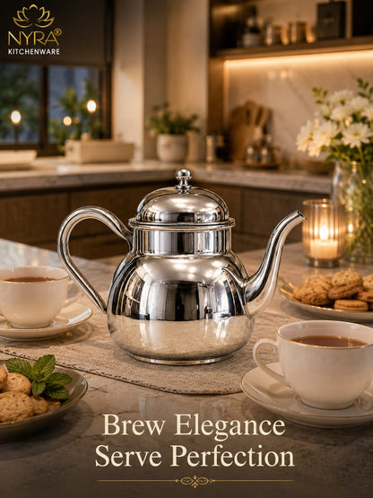 Stainless Steel Tea Pot/Tea or Coffee Kettle with Mirror Finish – Durable and Elegant Silver Tea Pot for Modern Kitchens