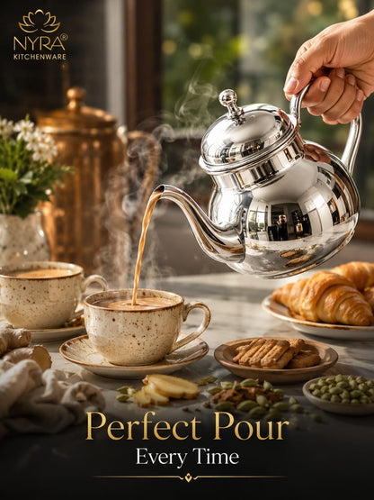 Stainless Steel Tea Pot/Tea or Coffee Kettle with Mirror Finish – Durable and Elegant Silver Tea Pot for Modern Kitchens