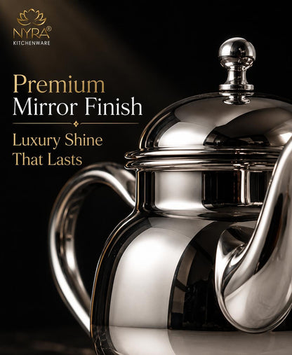 Stainless Steel Tea Pot/Tea or Coffee Kettle with Mirror Finish – Durable and Elegant Silver Tea Pot for Modern Kitchens