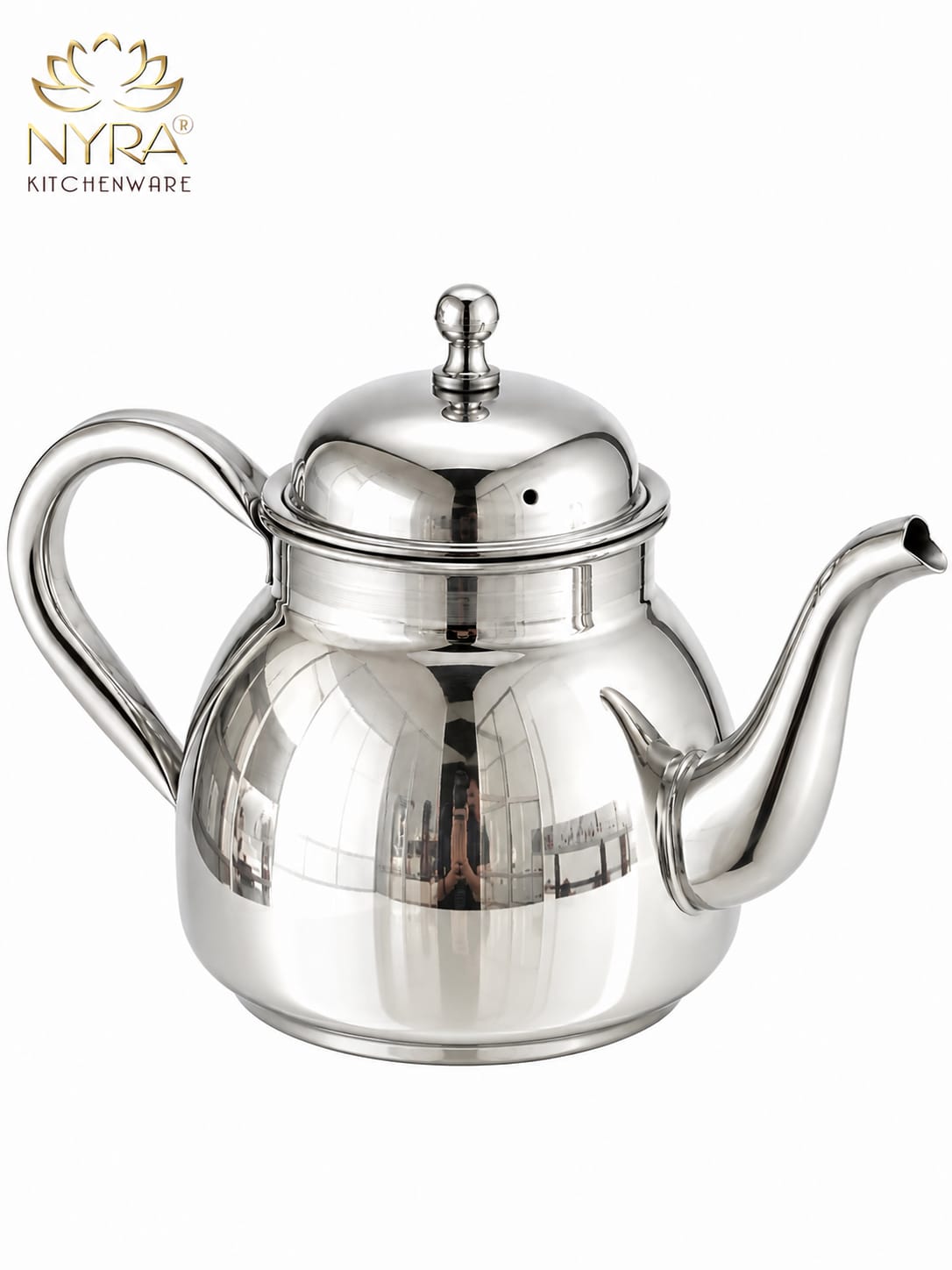 Stainless Steel Tea Pot/Tea or Coffee Kettle with Mirror Finish – Durable and Elegant Silver Tea Pot for Modern Kitchens