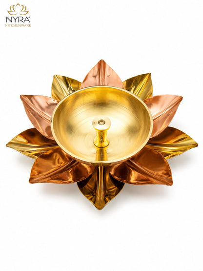 Brass Lotus Kamal Diya | Premium Handmade Akhand Oil Lamp - Pooja Brass Diya Stand