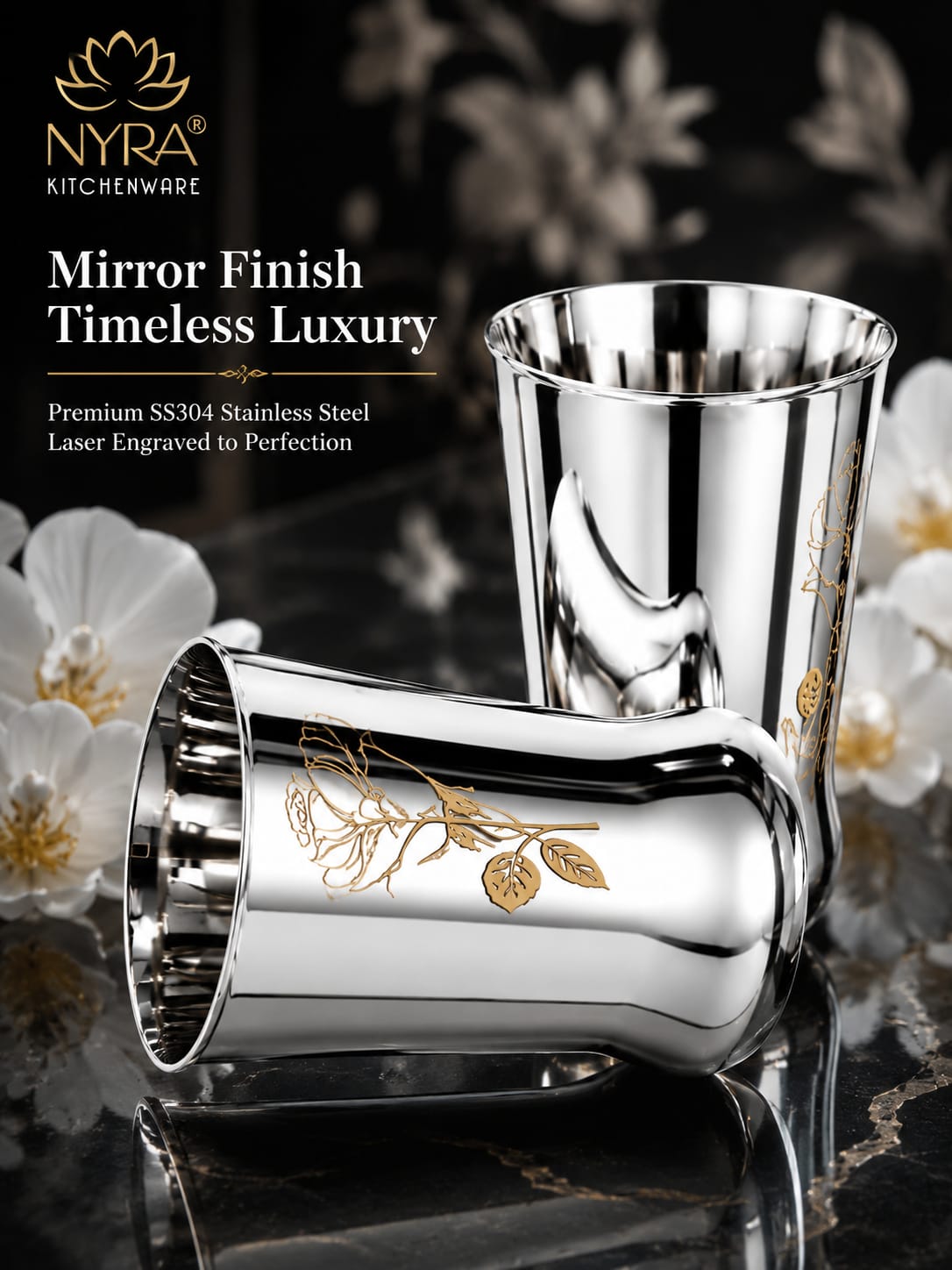 Stainless Steel Glass /Tumbler for Water 400 ML each