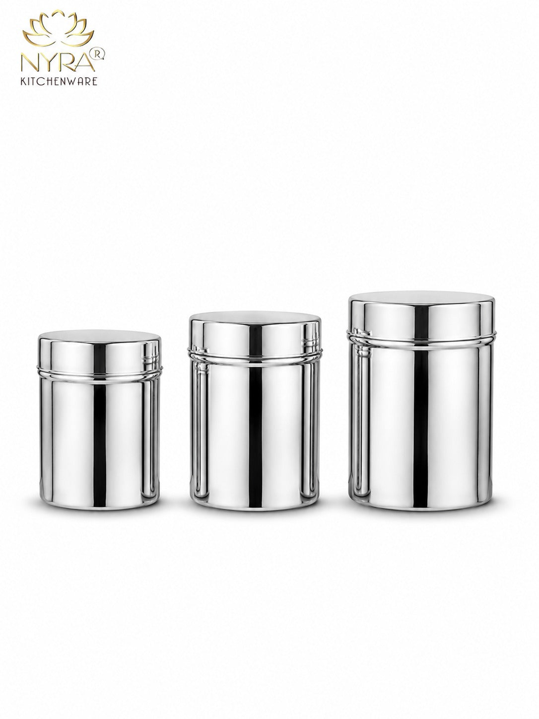 Stainless-Steel Deep Storage Box/Containers/Dibba/Dabba - Set of 3pcs.