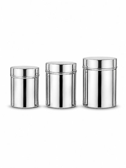 Stainless-Steel Deep Storage Box/Containers/Dibba/Dabba - Set of 3pcs.
