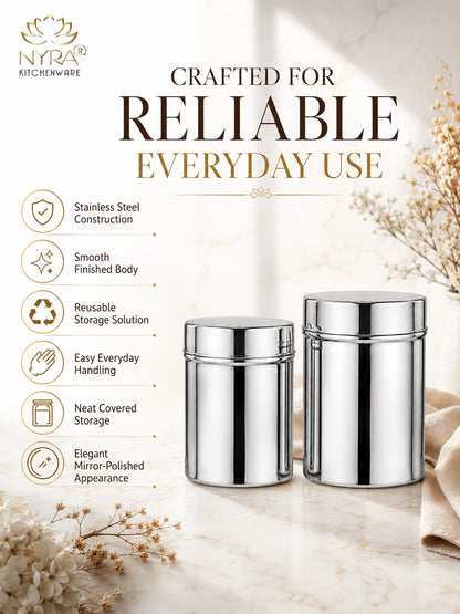 Stainless-Steel Deep Storage Box/Containers/Dibba/Dabba - Set of 3pcs.