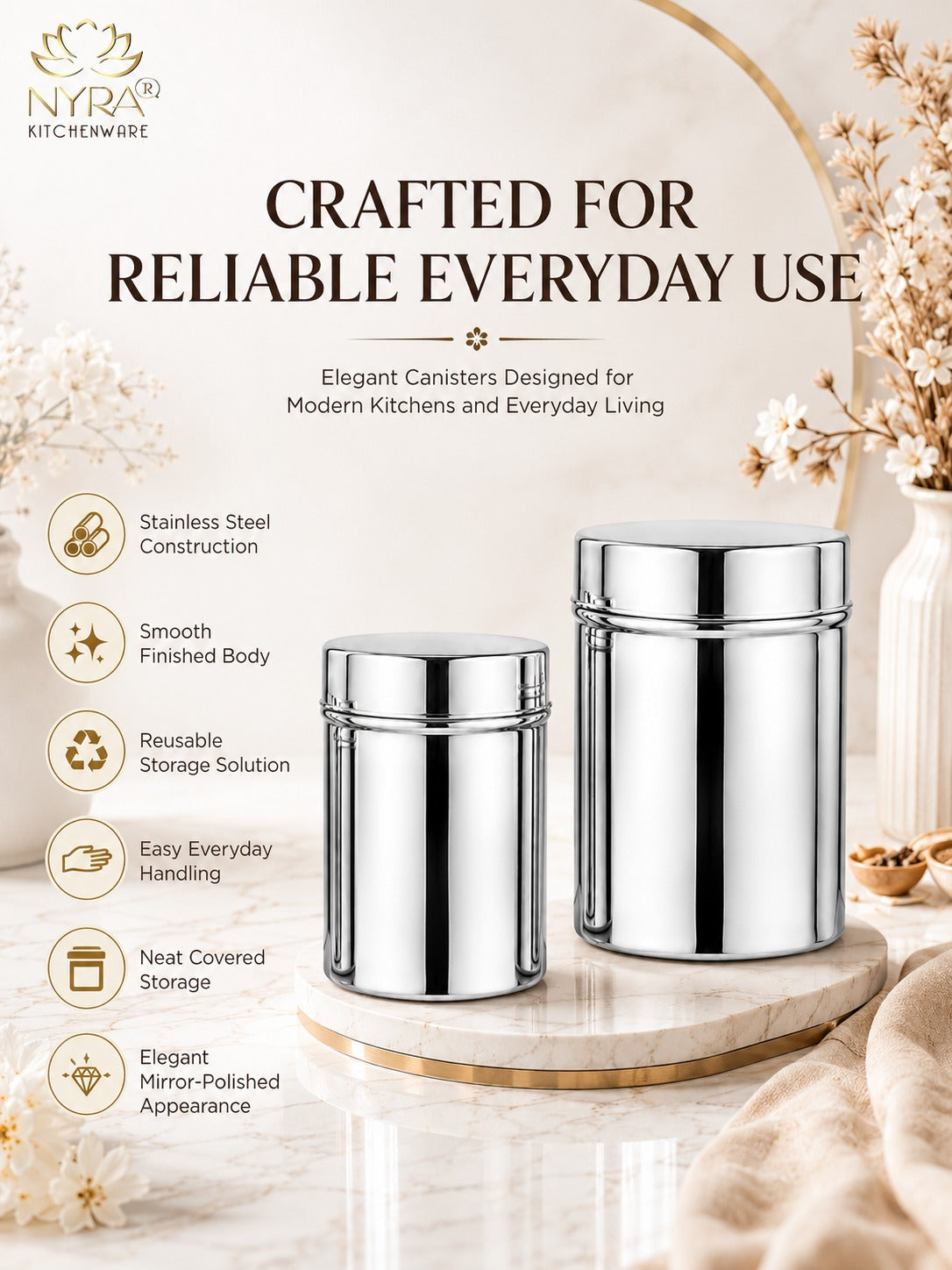Stainless-Steel Deep Storage Box/Containers/Dibba/Dabba - Set of 3pcs.