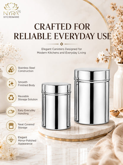 Stainless-Steel Deep Storage Box/Containers/Dibba/Dabba - Set of 3pcs.