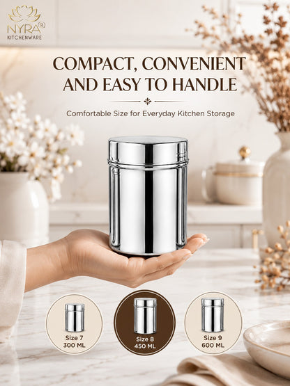 Stainless-Steel Deep Storage Box/Containers/Dibba/Dabba - Set of 3pcs.
