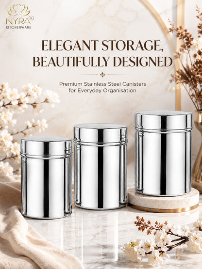 Stainless-Steel Deep Storage Box/Containers/Dibba/Dabba - Set of 3pcs.