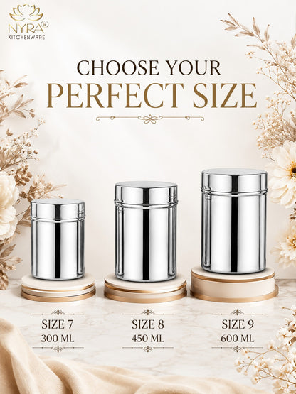 Stainless-Steel Deep Storage Box/Containers/Dibba/Dabba - Set of 3pcs.